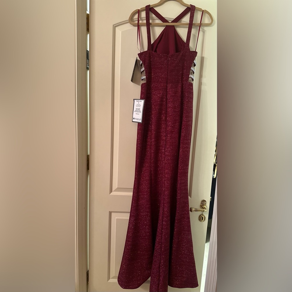 Xscape Burgundy Evening Dress with Rhinestone Detail- brand new, never worn - Picture 2 of 5